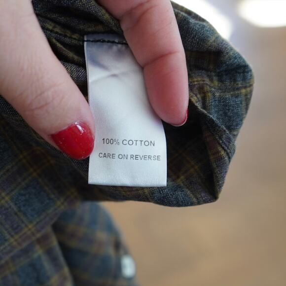 Billy Reid Long Sleeve Button Down Plaid Standard Fit Shirt Multi Mens Sz Large - Picture 5 of 7